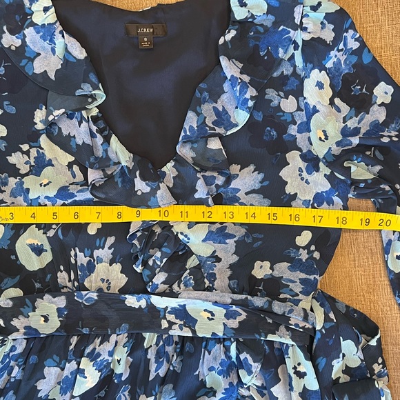 J.Crew Women's Wrap Dress Size 8 Watercolors Begonias Meadows Blue Floral - Picture 8 of 16